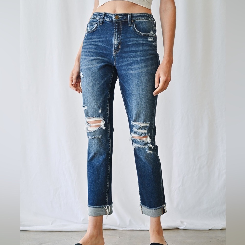 MICA Dark Wash Boyfriend Blue Jeans